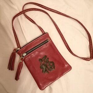 🇨🇦 RARE Vintage Roots Red Leather Crossbody Bag, Made in Canada